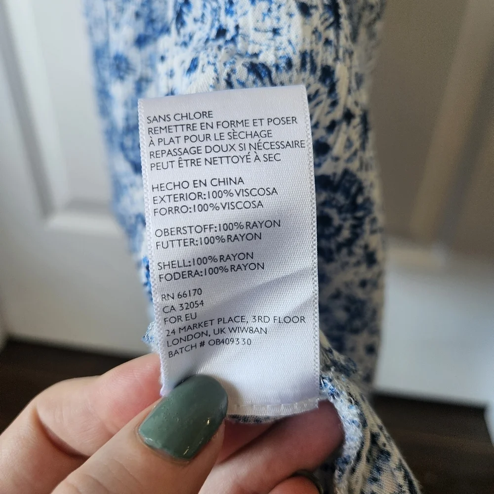 Ecote Urban Outfitters Floral Blue Cut Out Maxi Dress Size Medium - Picture 10 of 10